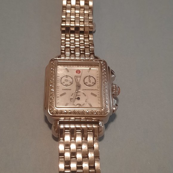 MICHELE Women's MW06P01A1026 Deco Diamond-Accented Stainless Steel Watch - Picture 4 of 6